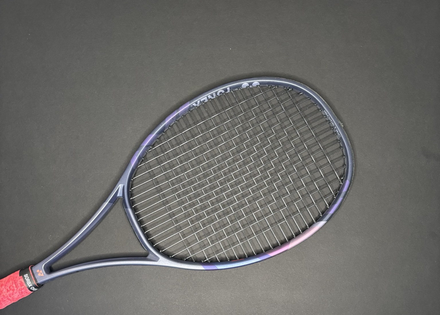 Purple Yonex Percept 97 head and frame side B